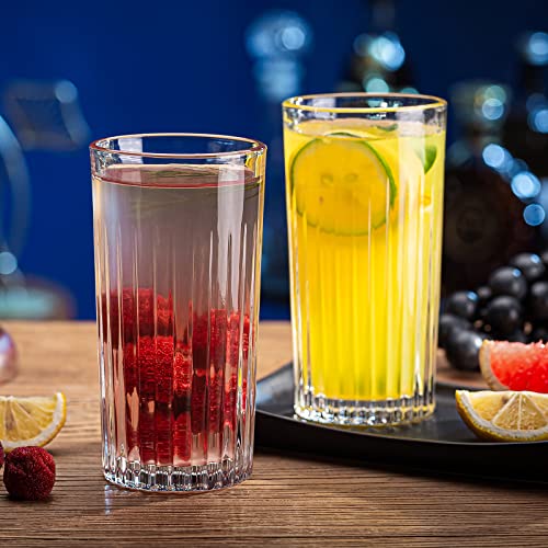 Claplante Crystal Highball Glasses, Set Of 6 Glass Drinking Glasses, 11 Oz Durable Drinkware Cups For Cocktails, Water, Juice, Beer, Wine-Special Edition Glassware Set, Dishware, Dishwasher Safe #TOP2