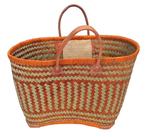 Panier cabas en jonc avec anses et coins cuir renforcés Cover