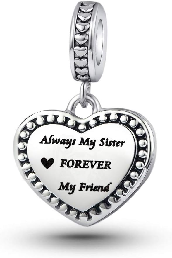 TGLS Women BFF Sister Charms Always My Sister Forever My Friend Engraved Friendship Beads Compatible with Pandora Charms Bracelets - Image 2