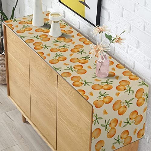 Pudodo Orange Citrus Table Runner Little Cutie Themed Birthday Baby Shower Spring Summer Party Kitchen Dinning Home Decoration (13" X 108") #TOP3