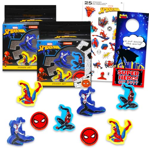 Fournitures de fête Spiderman pour enfants | Lot de 8 gommes de bureau et cadeaux d'invités