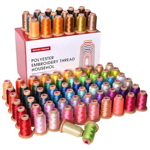 Image of RICHWORD 80 Colors Embroidery Thread 800M (550Y) Polyester Thread Kit Each Spool for Embroidery Machines & Sewing Machines