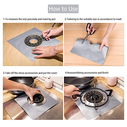 10 Pack Gas Stove Burner Covers, Non-Stick Stove Burner Liners,Gas Range Protectors, Stovetop Covers for Gas Burners Double Thickness 0.3mm Reusable & Dishwasher Safe(Black)