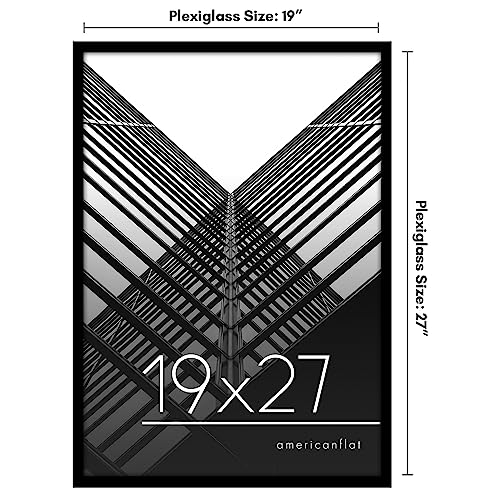 Americanflat 19x27 Poster Frame with Polished Plexiglass - Streamline Collection - Thin Border Picture Frame for Wall Display - Hanging Hardware Included - Black