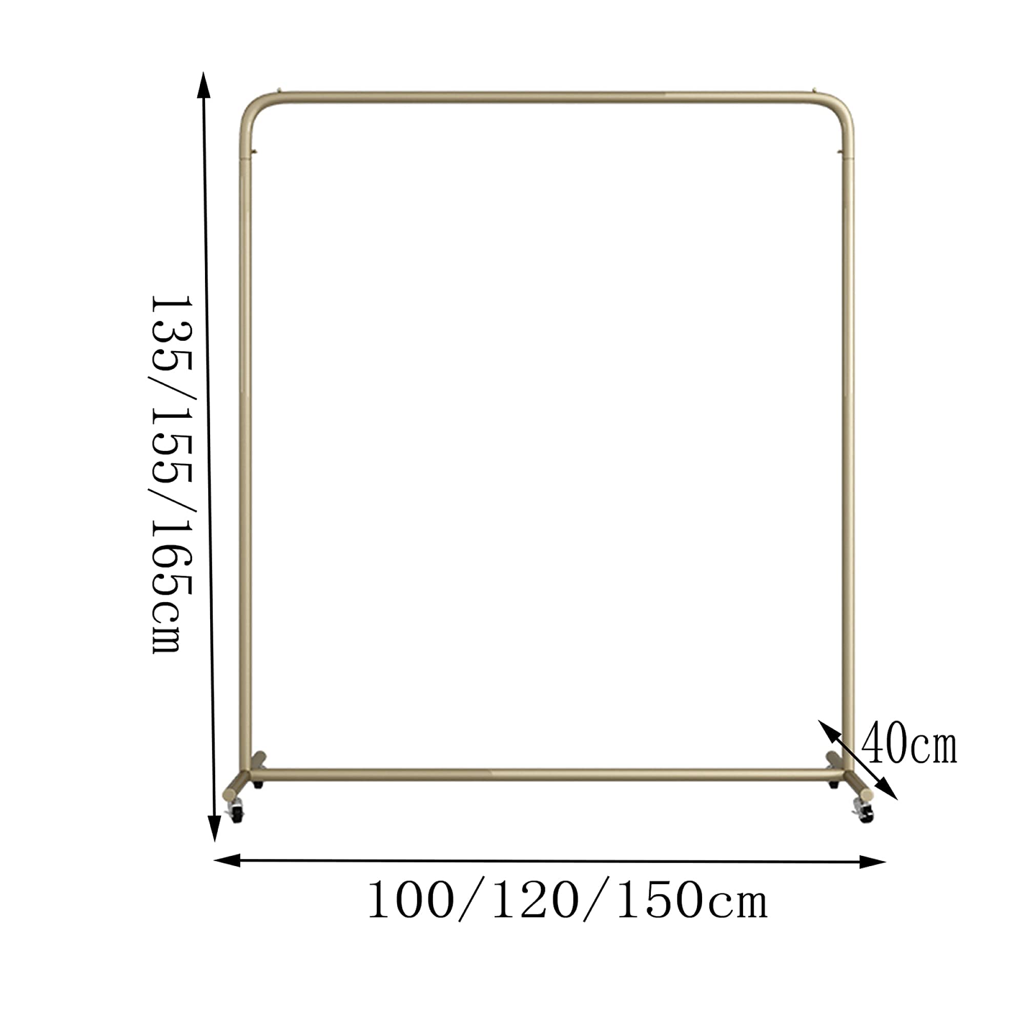 Schwere Kleiderstangen, Kleiderständer, Vintage Commercial Roller Kleiderbügel, Metall Tutu Kleiderbügel, Kleiderständer,Golden,120×40×135Cm
