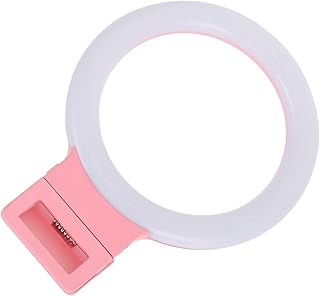 UKCOCO Selfie Circle Light Ring Fill Light Cell Phone Ring Light Makeup Circle Light Abs Pink Cam Live LED Light Photography Light Video Clip Lamp LED Video Light