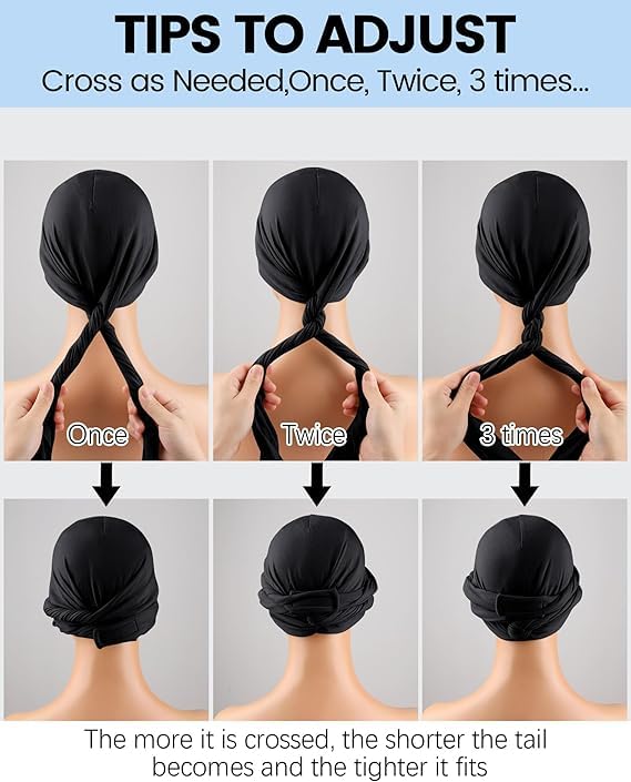 Turbante durag de satén Babalet para hombre y mujer gorro de dormir 5