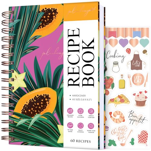 PLANBERRY Recipe Book, Blank Cook Journal, Papaya Garden