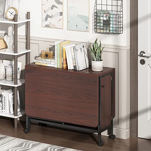 Jaxpety Movable Folding Dining Table, Drop Leaf Extendable Versatile Table Space Saving, Expandable Kitchen Table With Large Storage And 6 Wheels #TOP3