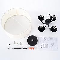 Vista 8 de VILUXY Lámpara de techo de montaje semiempotrado con pantalla de tambor de tela en color blanco roto, lámpara de araña moderna con acabado negro