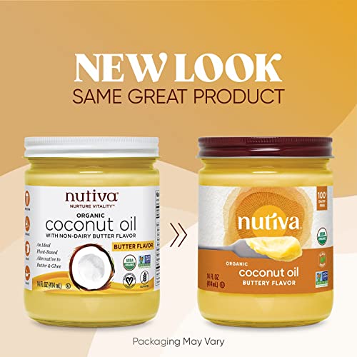 Nutiva Organic Coconut Oil With Butter Flavor From Non-Gmo, Steam Refined, Sustainably Farmed Coconuts, 14-Ounce #TOP1