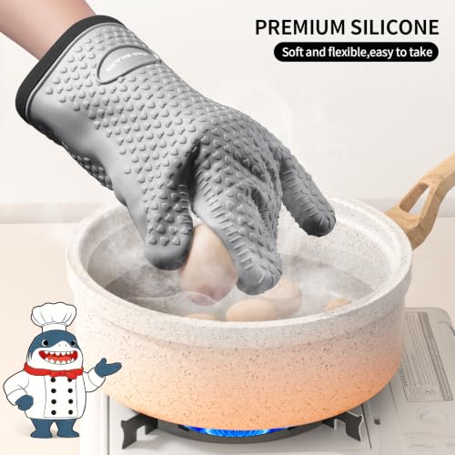 Image of MAD SHARK Silicone Oven Mitts with Fingers Heat Resistant 450F in Kitchen