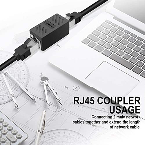 Image of RJ45 Inline Coupler Cat7 /Cat6 /Cat5e Ethernet Network Cable Extender Connector (Pack of 25) Black