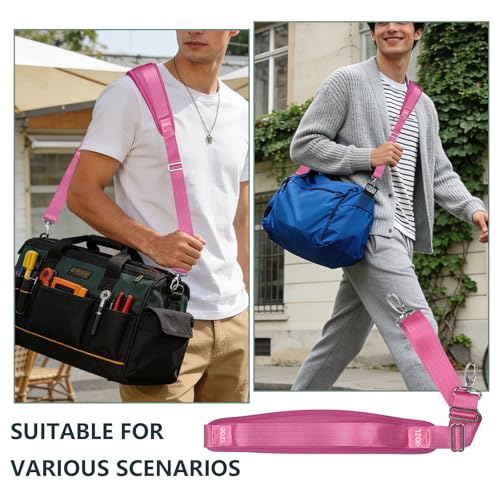 Image of 67 Inch Shoulder Straps, Soft with Ultra-Thick Fixed Shoulder Pad, Two Way Independently Adjustable Buckle Replacement Straps for Laptop Bag Messenger Bag Tool Bag Luggage,Rose Red