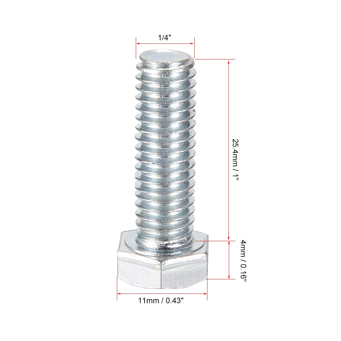 sourcing map 1/4-20 * 1 Vis à tête hexa boulon fix acie carbone classe 5 UNC 40pc