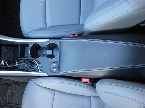 RedlineGoods armrest Cover Compatible with Hyundai Sonata 2011-14. Tailor Made - not Universal. Genuine top-Grade Italian Black Suede (Alcantara) with Silver Thread