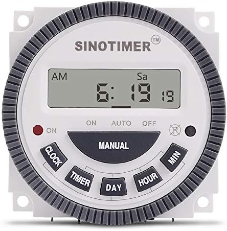 SINOTIMER TM619 Timer Switch Digital LCD Power Timer Switch Weekly Programmable Thinner Model 16A 1NO+1NC (TM619-3 24V)