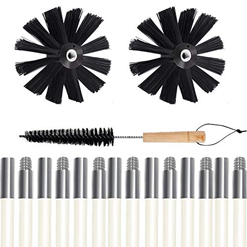 Dryer Vent Cleaner kit, Akamino 24 Feet Dryer Vent Cleaner Brush, Two Synthetic Clean Brush Heads, Includes 18 Flexible Rods, 1 Dryer lint Vent Trap Chimney Cleaners