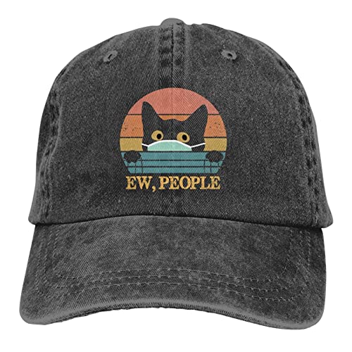 Funny Cat Hat For Men Black Baseball Cap Women Adjustable Dad Hat Vintage Ew People Cat Hat #TOP11