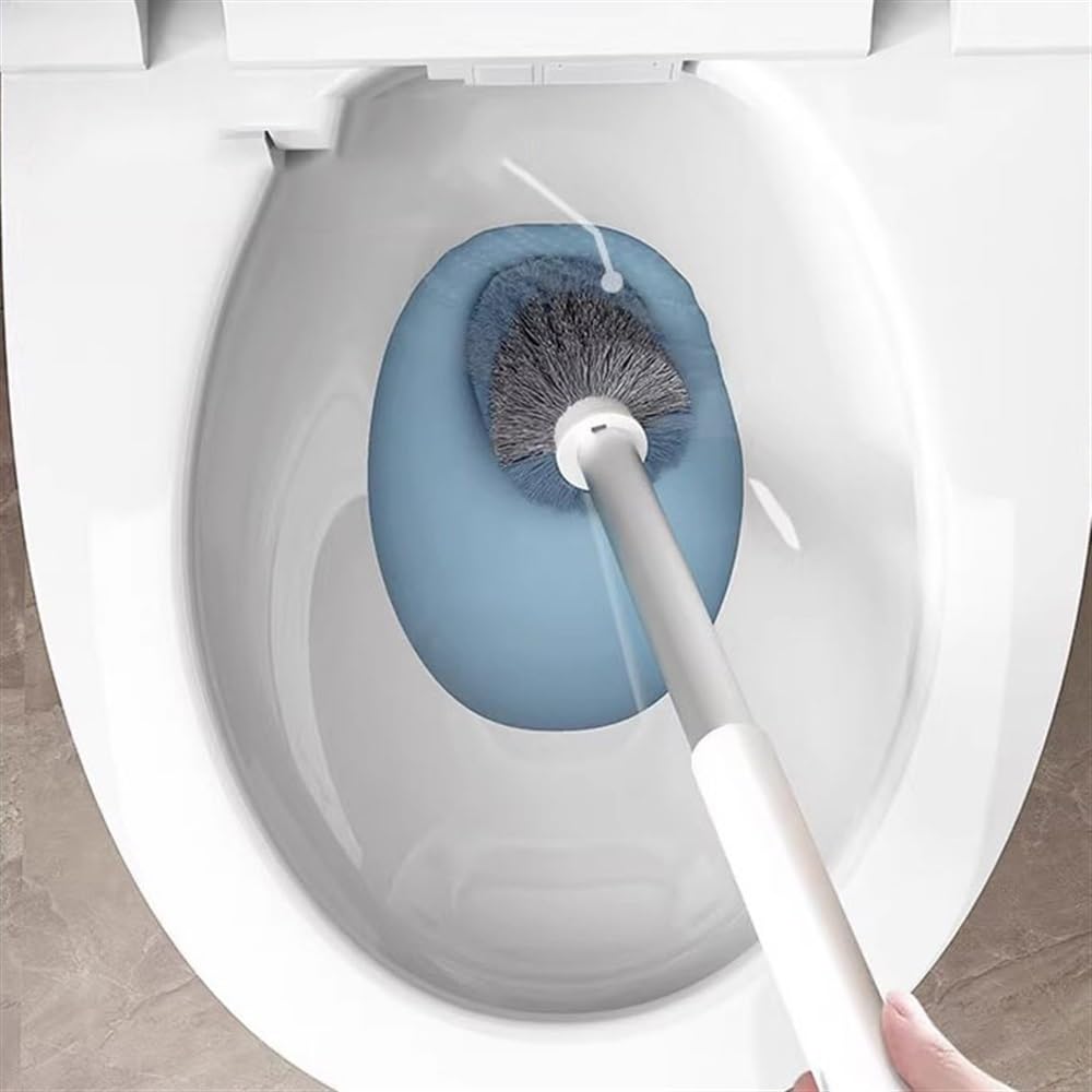 Cepillo de inodoro con base porosa para baño, fijación a la pared, juego de dos cepillos para inodoro, mango largo, cepillos de plástico