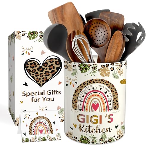 Pinata Gigi Keramik-Utensilienhalter mit 6 Holzlöffeln