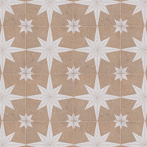 Somertile Compass Star Sand Stone 8" X 8" Porcelain Floor And Wall Tile #TOP6