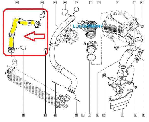 LLS-GERMANY Tuyau Turbo compatible avec Ren ault Master III, 2.3 dCi, 1446300Q2E, 1446300Q2M, 1124095, 1302315, 144600588R, 95519367, 95524209, 144609413R, 1446300Q3C