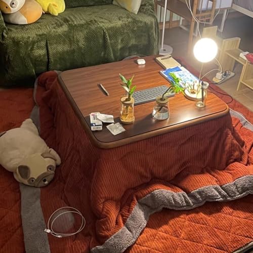 Easnuroz Kotatsu Calefacción Mesa Set Invierno Calefacción Bahía Ventana Muebles Japoneses Kotatsu Mesa Set 4 Piezas Cuadrado Kotatsu Mesa for Salón Dormitorio