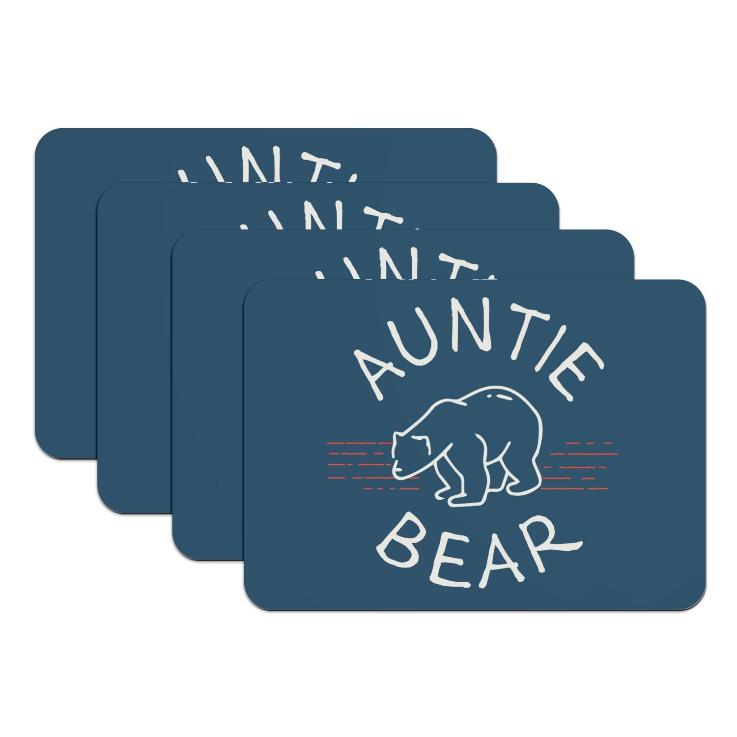 Sets de table protecteurs en caoutchouc Auntie Bear Family motif bleu