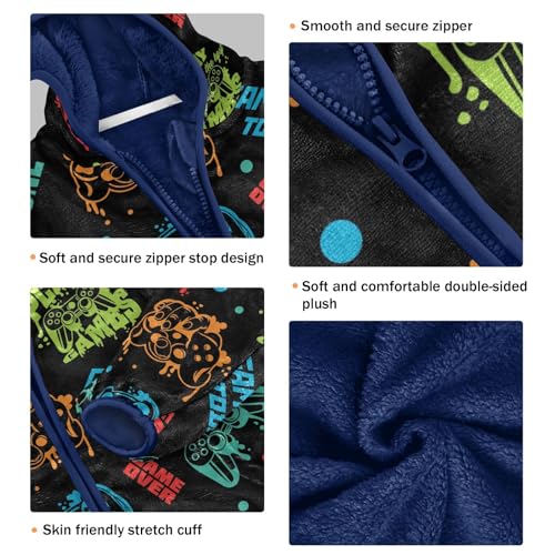 CaTaKu Boys Fleece Jacket Zip Up Hoodie Games Fun Toddler Kids Fall Winter Jacket for Boys 3-10Y2