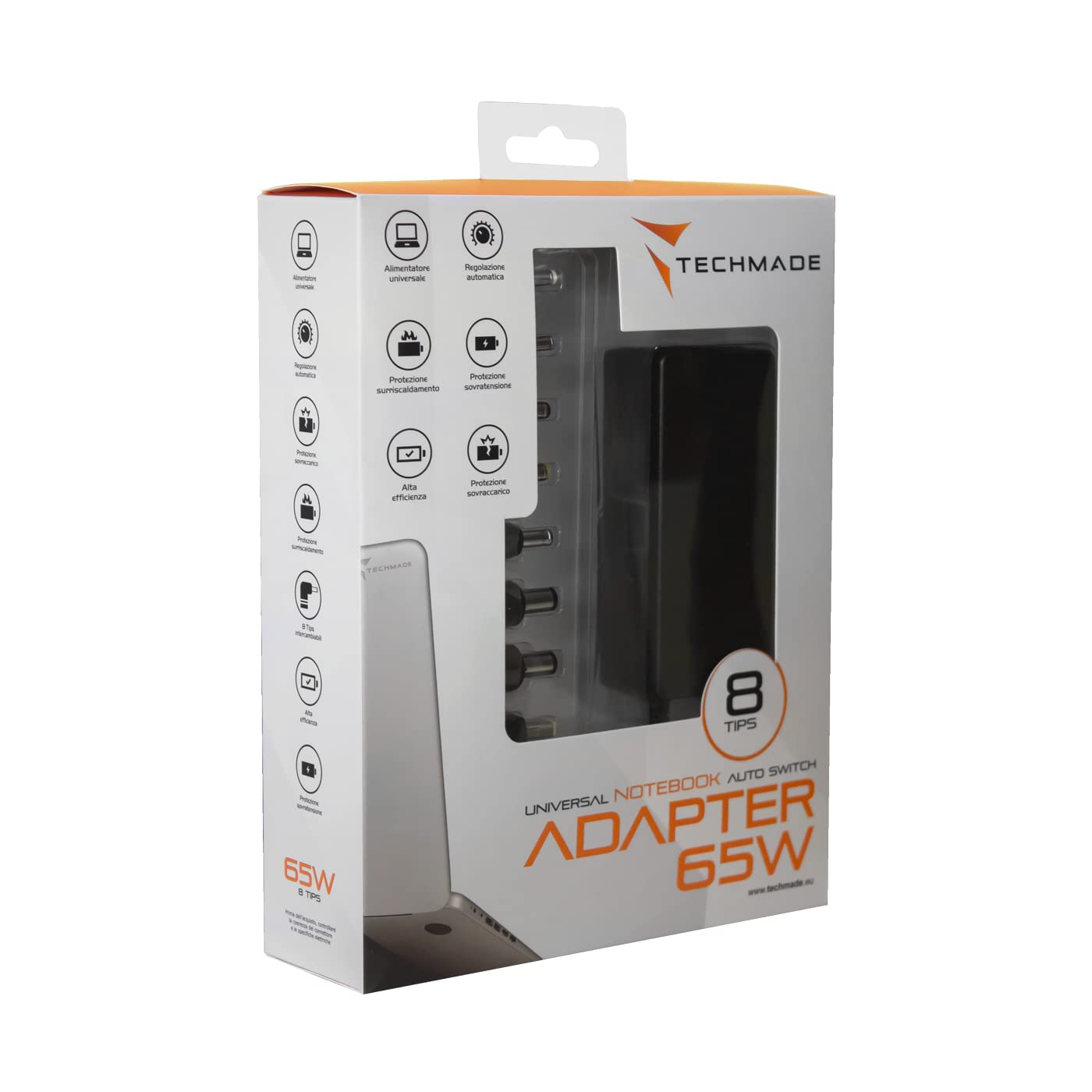 Alimentatore compatibile (65W Universale PC) rapido universale x dispositivi HP/LENOVO/ACER/ASUS/TOSHIBA/DELL/MEDION/SONY/Fujitsu/SAMSUNG/Packard Bell/MSI/IBM /.