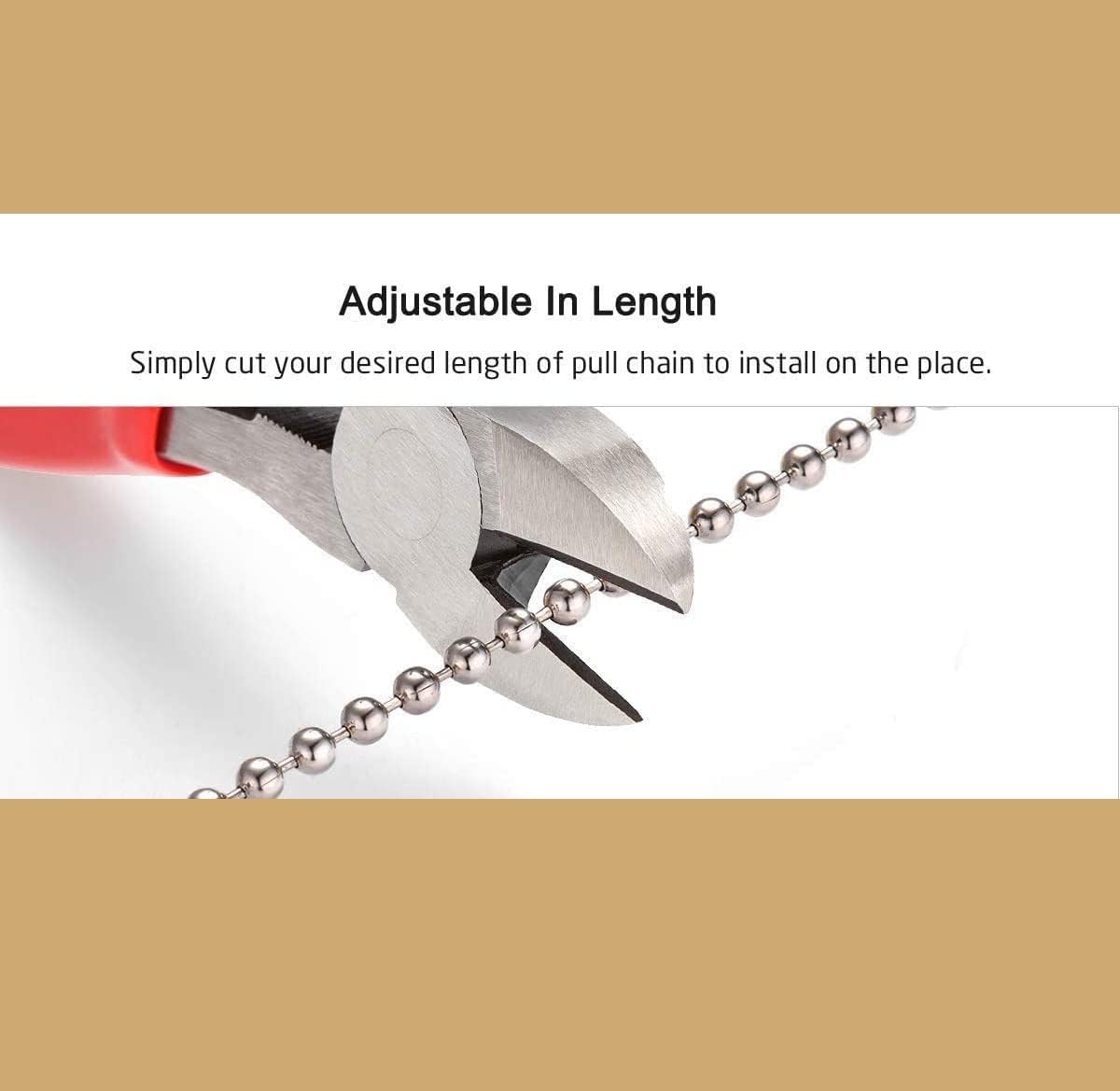 13 Feet Length 10# (bead diameter of 4.5mm) Ball Chain Shiny Chrome Plated Steel with 10 Matching Connectors is Use for DIY and Fix or Replace Broken Roller Blind Curtain Chain and Fan Pull Cord