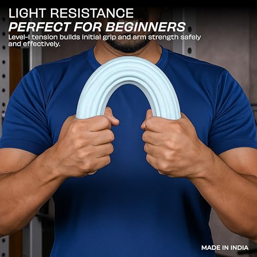 Image of NIVIA Power-Bar For Men and Women, Latex-Free Resistance Grip Trainer, Arm and Functional Strength Training (Level - 1, Light Blue)