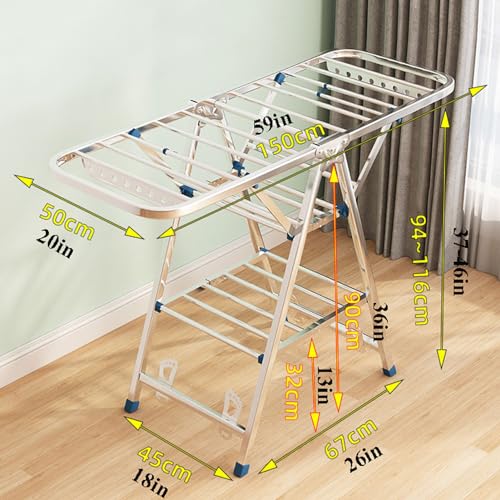 Étendoir à linge pliable grand format 150 cm réglable et robuste - 7