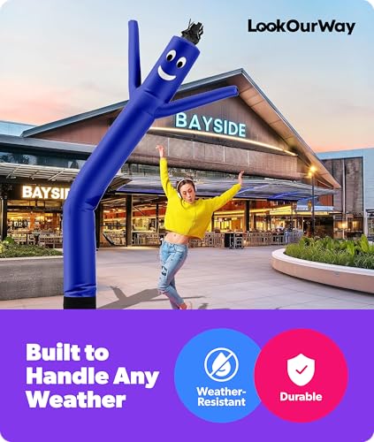 Image of LookOurWay Air Dancers Inflatable Tube Man Attachment - 10 Feet Tall Wacky Waving Inflatable Dancing Tube Guy for Business Promotion - Blower Not Included - Blue