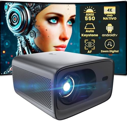 Native 4K Projector 3840x2160 Pixels, 24000 Lumens, Motorized Focus, Home Theater 300", Keystone 6D, Digital Zoom, Android TV, Luximagen APK01 CN (New Version)