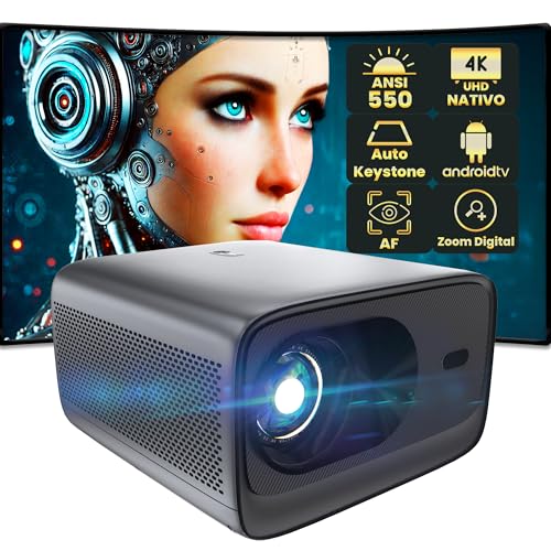 Proyector 4K Nativo 3840x2160 Pixels, 24000 Lúmenes, Enfoque motorizado, Cine en Casa 300", Keystone 6D, Zoom Digital, Android TV, Luximagen APK01 CN (Nueva versión)