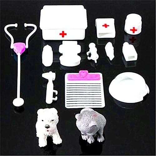 EatingBiting 14Pcs Set Mini House Miniatures Doctor Medical Equipment Kit for Bear Small House Miniatures Interest Intellectual Cultivated