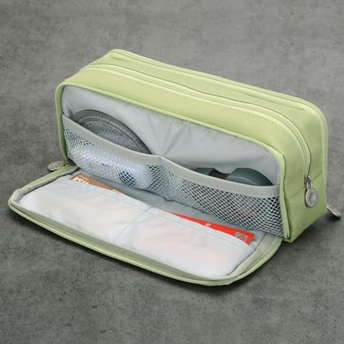 Image of Large Capacity Special Aesthetic Pencil Case Organizer with 3 Compartments, Big Preppy School Pencil Pouch Bag for Girls Women Adults, Pencil Holder Pen Pouch Cases (Green)