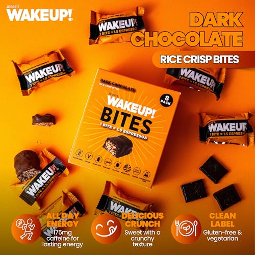Image of WAKE UP! Caffeinated Dark Chocolate Bites, 1.5 Espressos, Gluten Free, 8 Pack