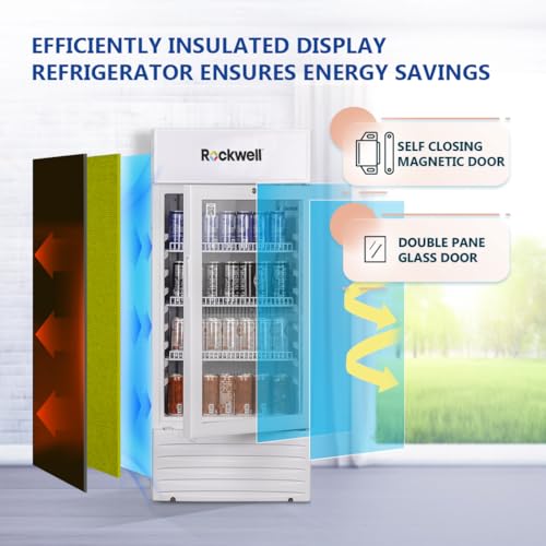 Image of ROCKWELL RVC200A, Visi cooler, Single glass door, 4 Year Warranty, White (Internal LED, Heavy Duty, Dynamic cooling)