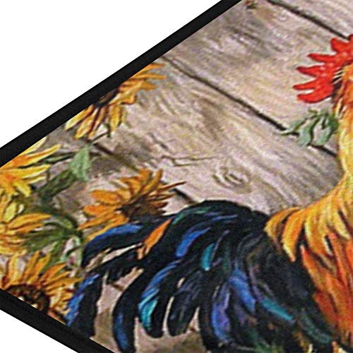 Roosters Sunflowers Farm Kitchen Rug Farmhouse Chick Cock Floral Kitchen Mat Bath Rugs Doormat Non Slip Floor Door Mats Soft Runner Carpet Home Decor 39 X 20 Inch #TOP3