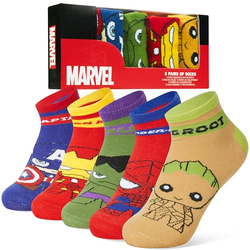 Marvel Divertidos Calcetines Tobilleros Niño, Pack de 5 - Regalos Chico (Multi, 35-39 EU)