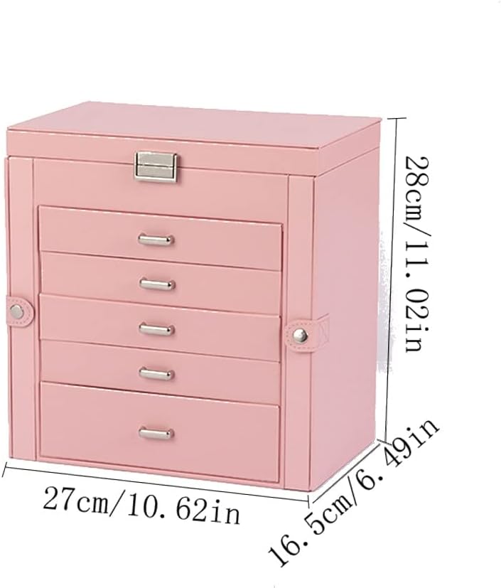 Jewelry Box Organizer Jewelry Box PU Princess Jewelry Five-Layer Storage Box Jewelry Box Jewelry Organizer Small (B 27x16x28cm)