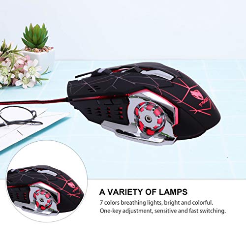 Mouse mecânico com fio para jogos OSALADI com LED colorido silencioso mouse USB para computador Wind