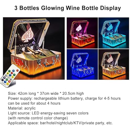 Soporte LED para 3 Botellas de Vino 42x37x21 cm miniatura 2