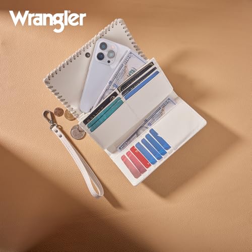 Image of Montana West X Wrangler Western Wallets for Women Trifold Wristlet Wallets Large Capacity Women Clutch Wallet with Coin Purse