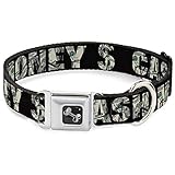 Buckle-Down Seatbelt Buckle Dog Collar - CASH MONEY $ Black/Dollars - 1' Wide - Fits 15-26' Neck - Large