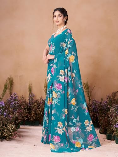 Image of Garden Vareli Women Georgette All Over Floral Printed Saree