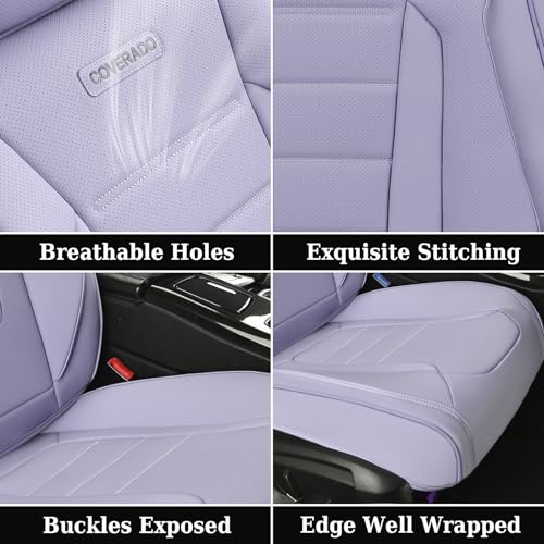 Image of Coverado Car Seat Covers Front, Seat Covers for Cars, Waterproof 2-Pack Car Seat Cushions, Leather Carseat Seat Protectors, Universal Seat Covers Fit for Most Sedans SUV Pick-up Trucks(Purple)